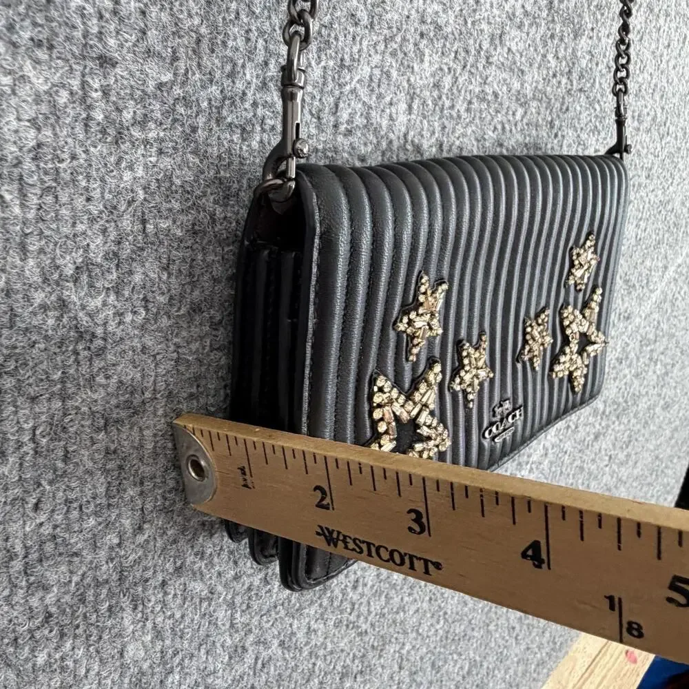 Coach 1941 Foldover Chain Clutch Crystal Star Embellishment In Black 31871 Chic